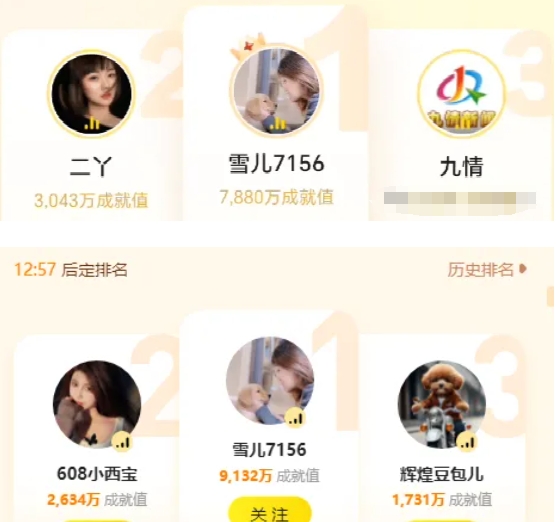 杰哥豪刷雪儿拿小时榜，回应小白龙节奏