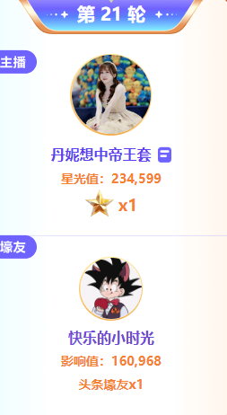 恭喜丹妮参战头条，夺得1星头条！