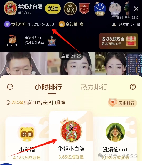 杰哥力挺，小白龙榜单百万