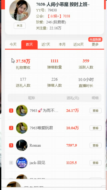 一天收37.58万，YY吸金一姐