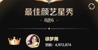 徐梦尧率先起飞498万票领跑颜艺