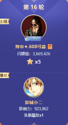 608主播崛起，可淼连夺两轮头条